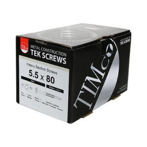 TIMCO 5.5 X 32 Heavy Section Tek Screws - Hex - Self-Drilling - Zinc - (Box Of 100)